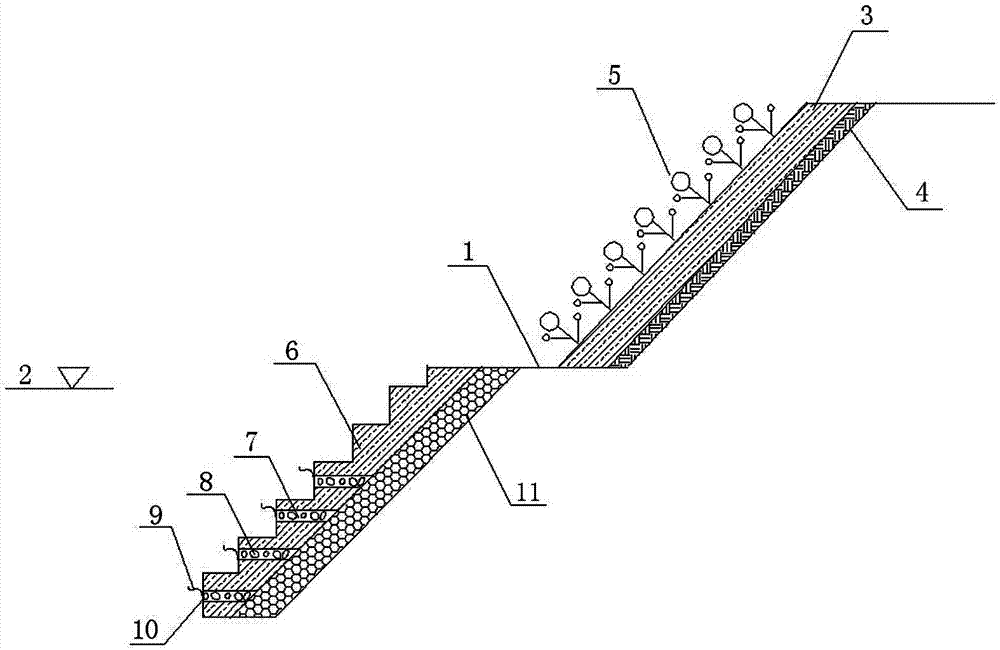 Cast-in-place reverse filter vegetation-type concrete ecological slope protection system and its construction method