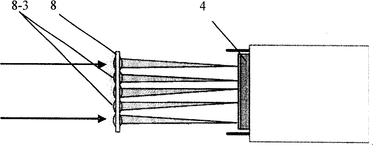 Microlen array based laser beam divegence angle testing method