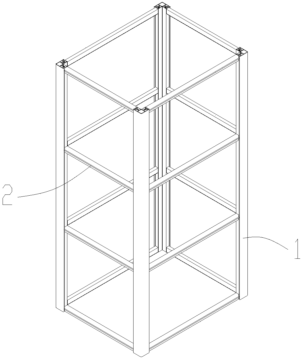Shaft frame of aluminum alloy sightseeing elevator