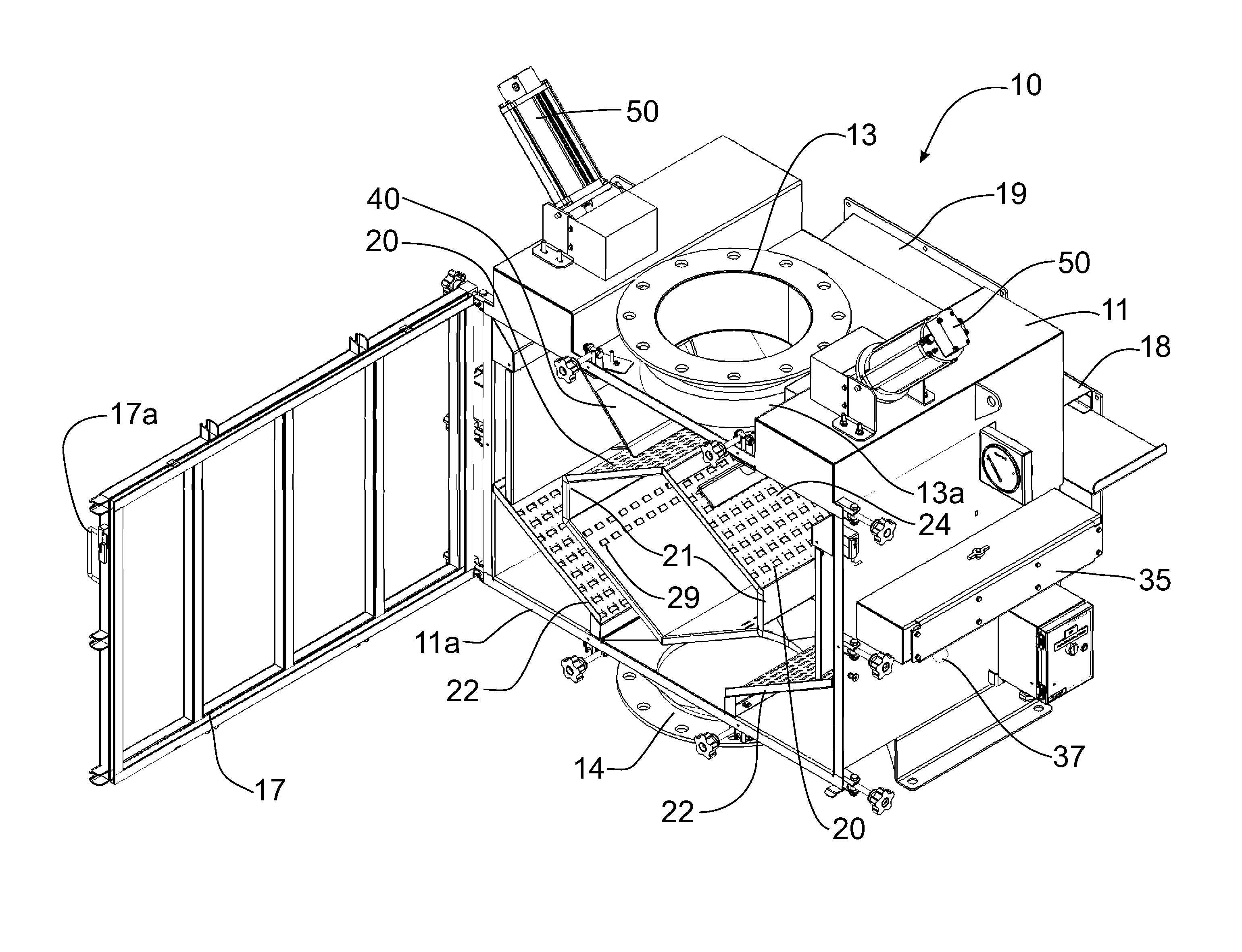 Dedusting Apparatus Having Actuator Controlled Inlet Deflectors to Provide Adjustable Product Flow Regulation