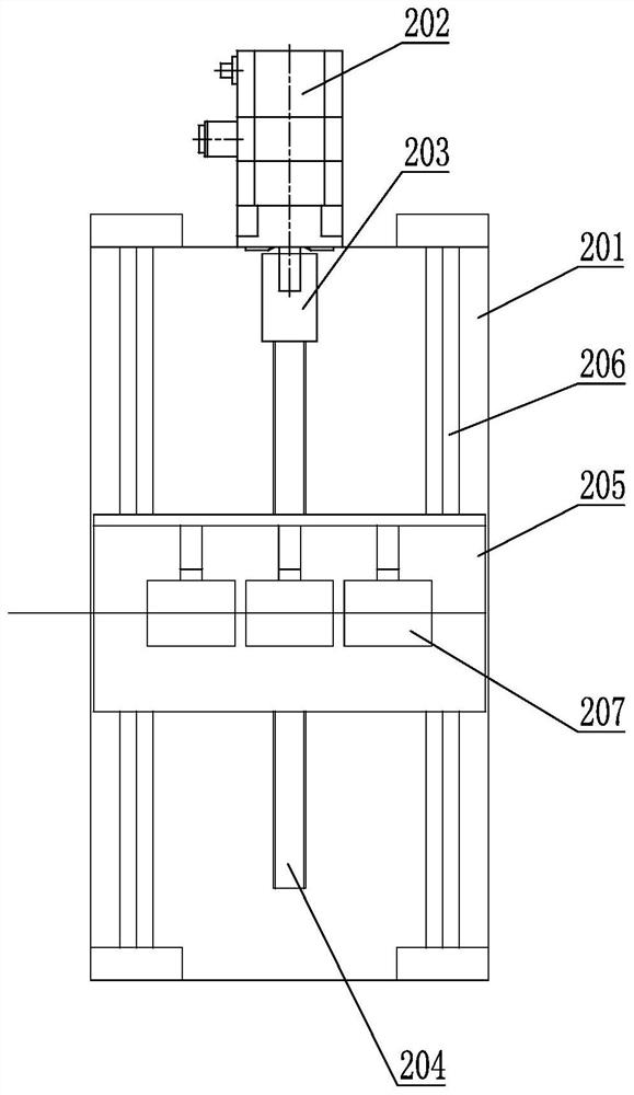 On-line automatic roll changing, cutting, bundling and unloading device for plastic pipes