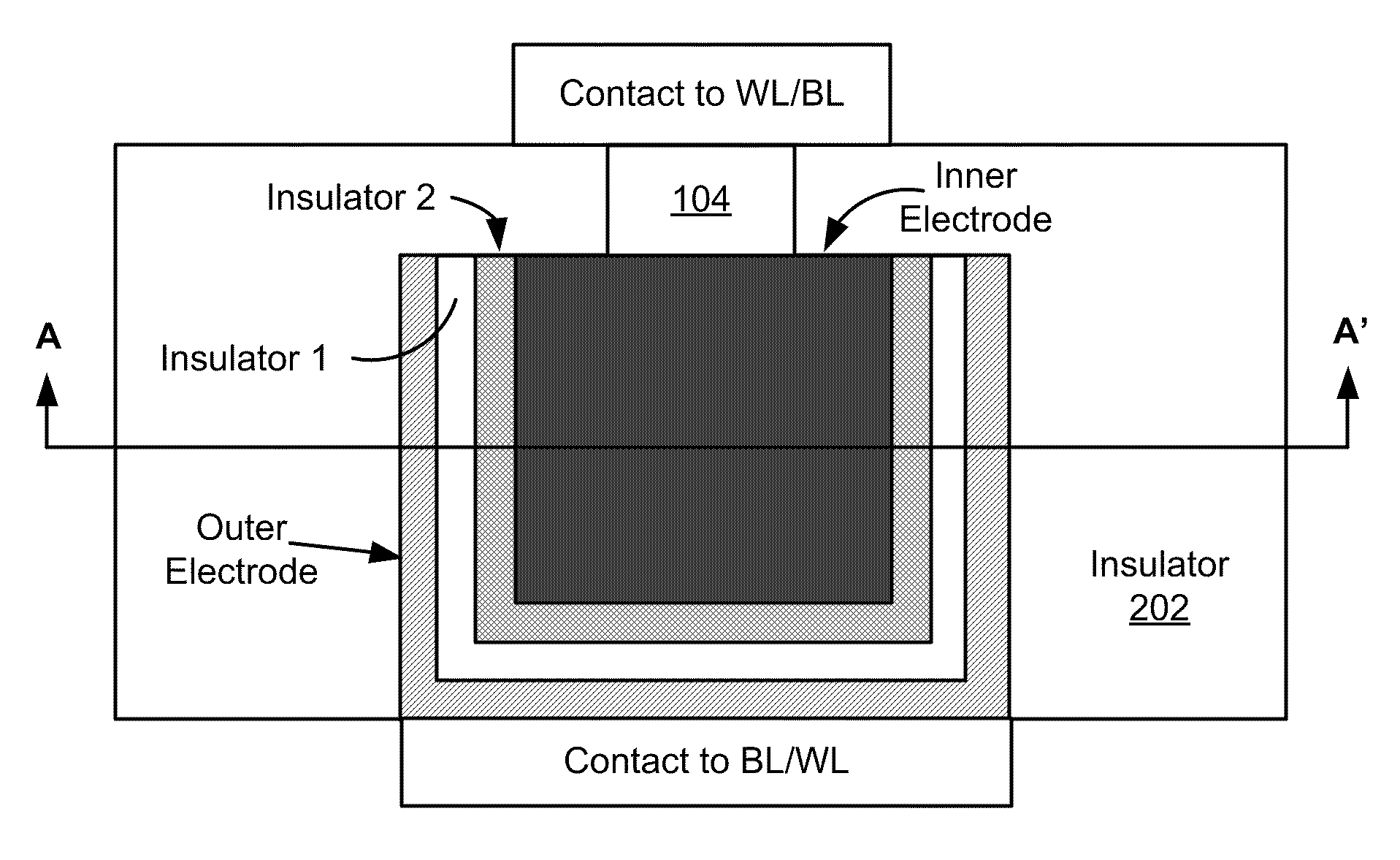 Damascene process for carbon memory element with MIIM diode