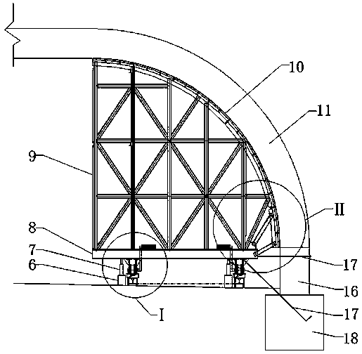Formwork transfer trolley for construction of shed tunnel lining arched part and construction method