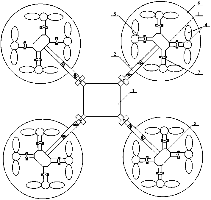 Aerial suspension unit in multi-spin-center three-dimensional