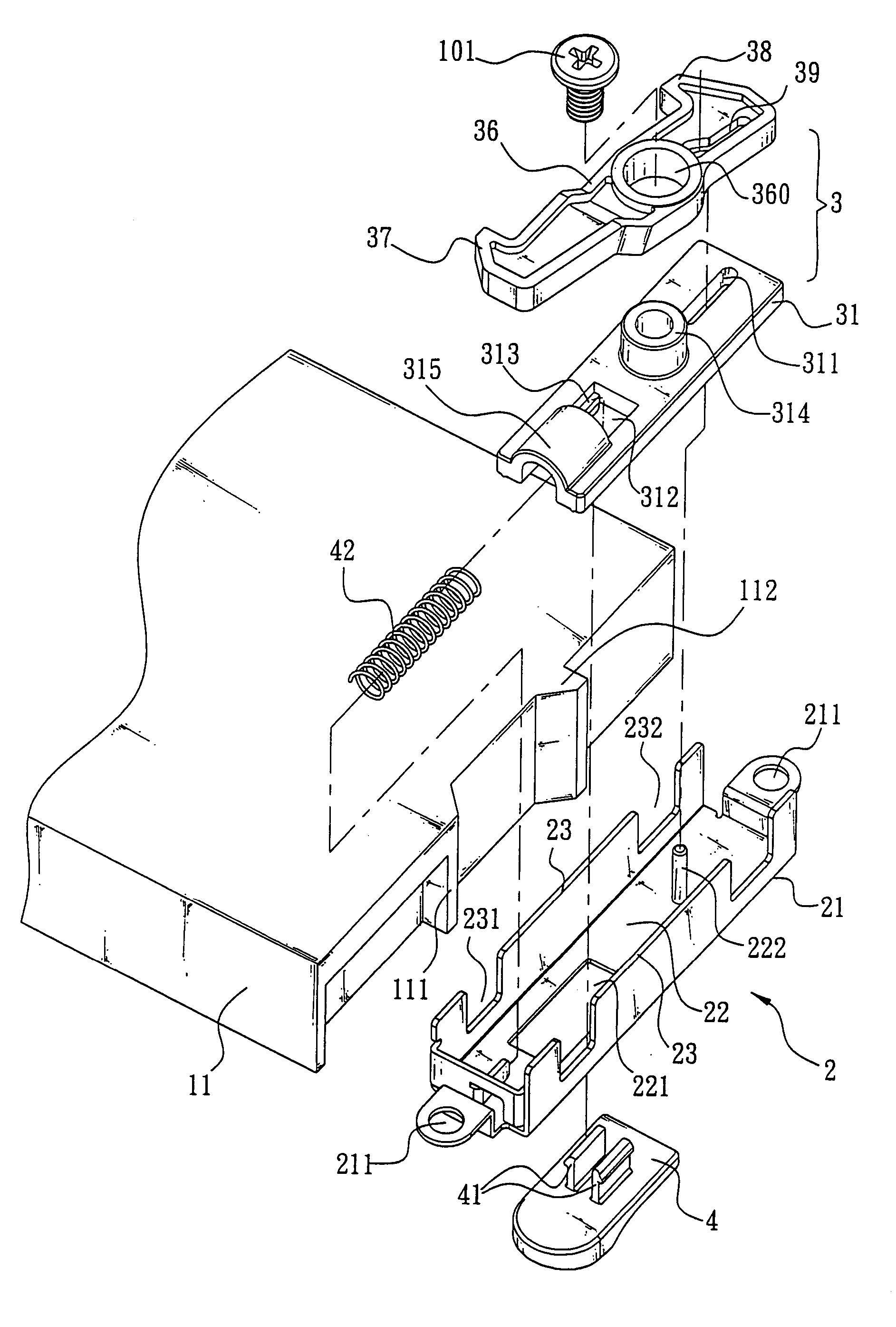 Mechanism for fastening an electronic device in computer by snapping