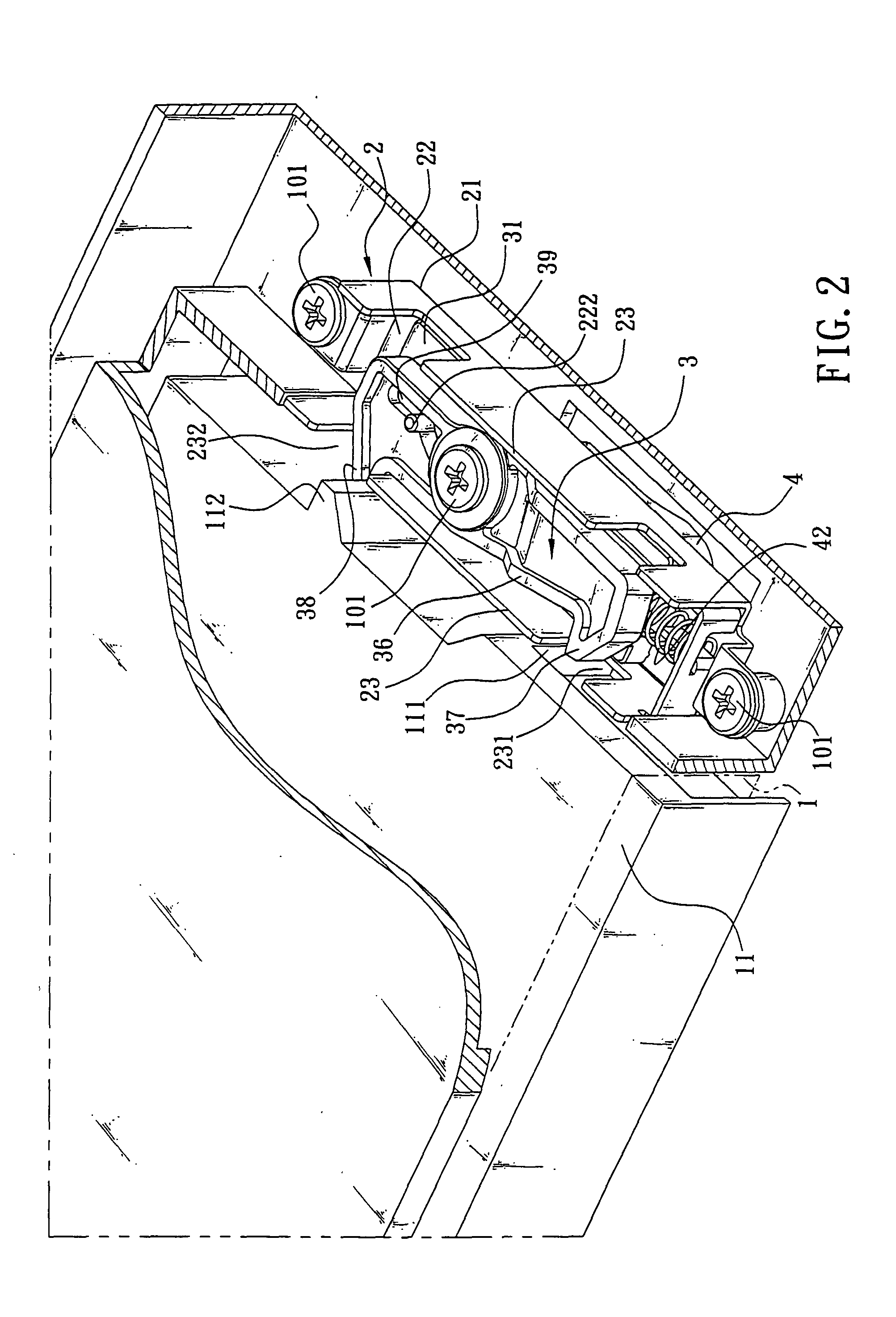 Mechanism for fastening an electronic device in computer by snapping