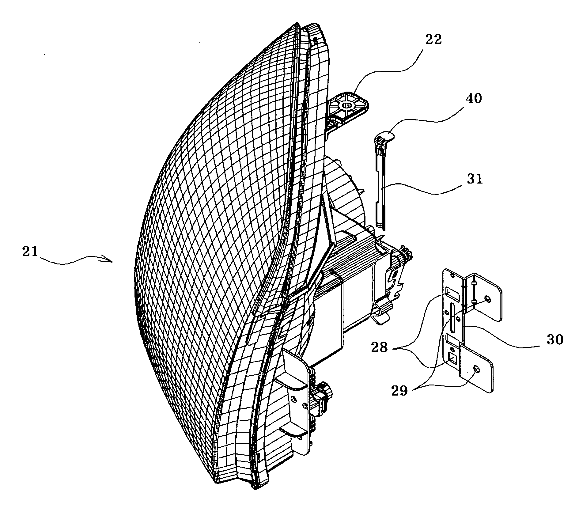 Fixing structure for a head lamp module of an automobile