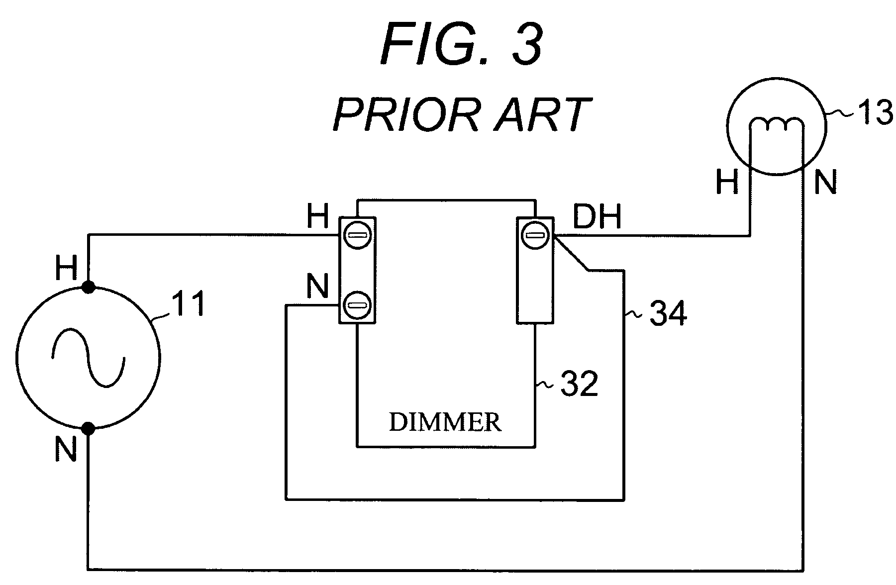Dimmer adaptable to either two or three active wires
