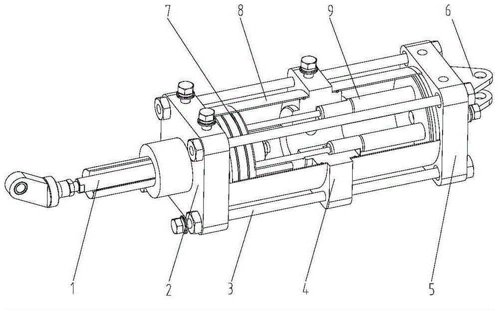 Nitrogen spring restored cylinder with pantograph two-stage pistons