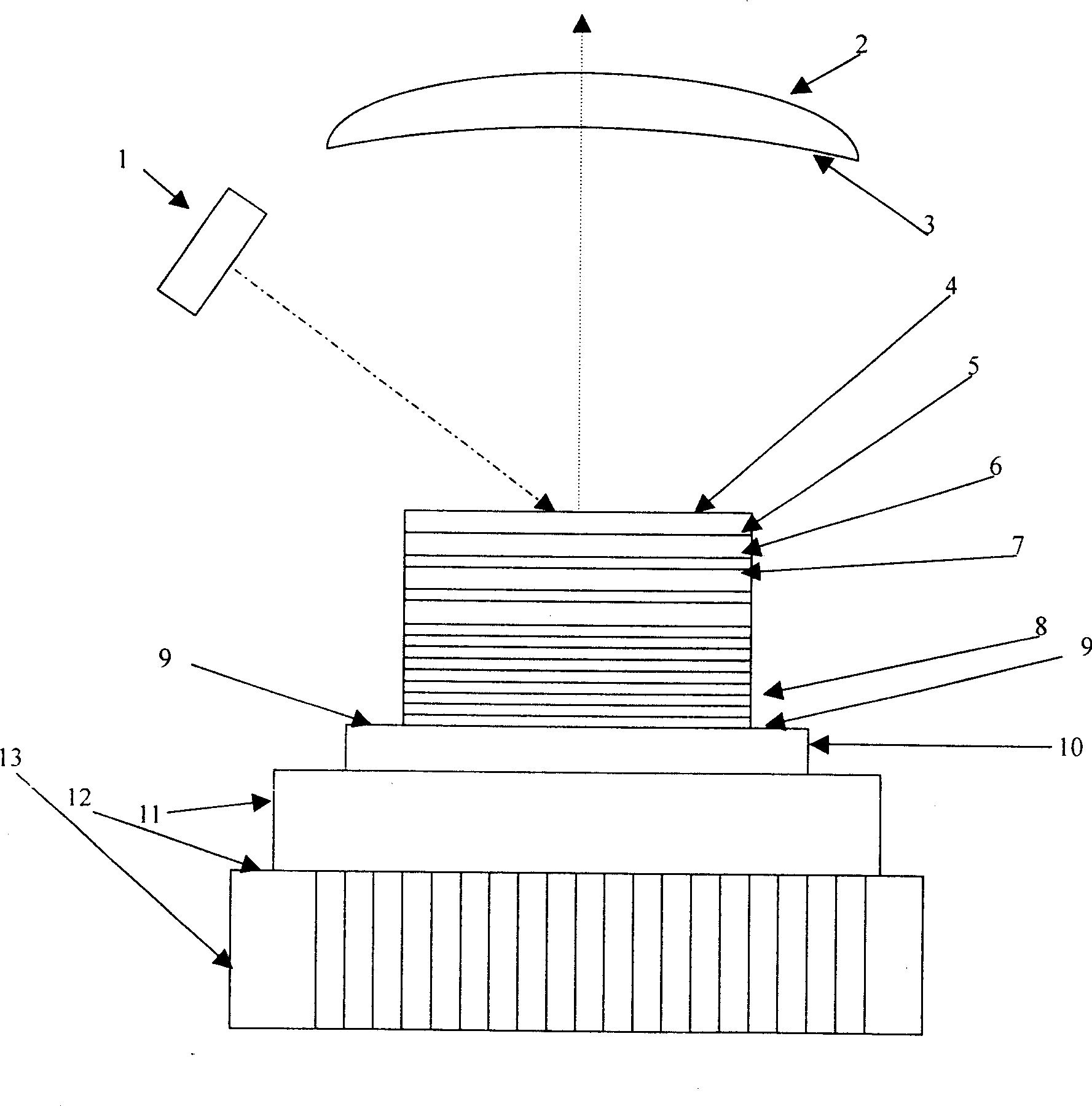 Vertical external cavity face emitting semiconductor laser with concave-convex mirror