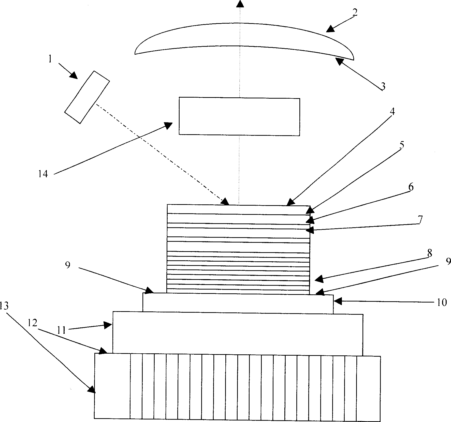 Vertical external cavity face emitting semiconductor laser with concave-convex mirror