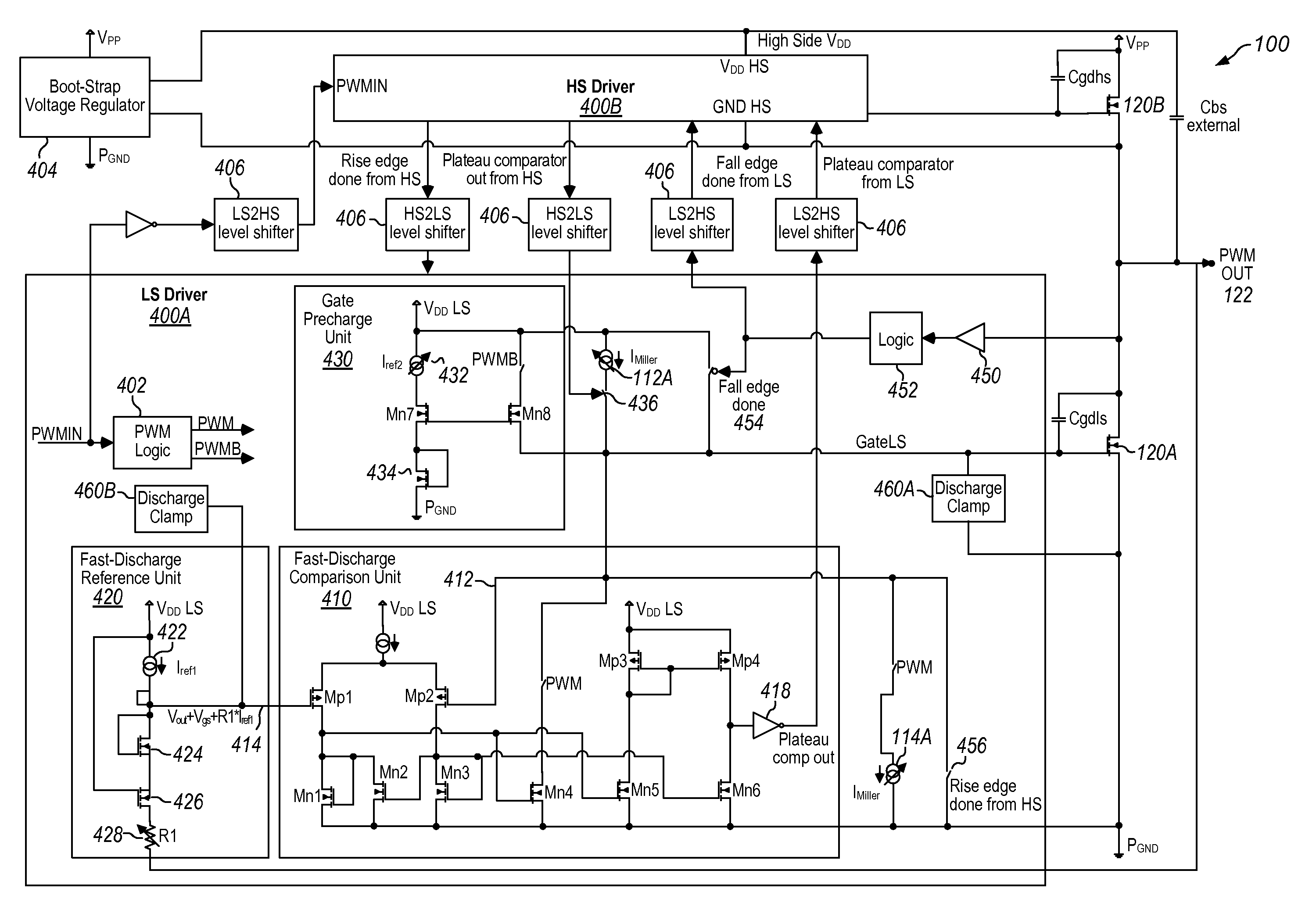 Amplifier using fast discharging reference