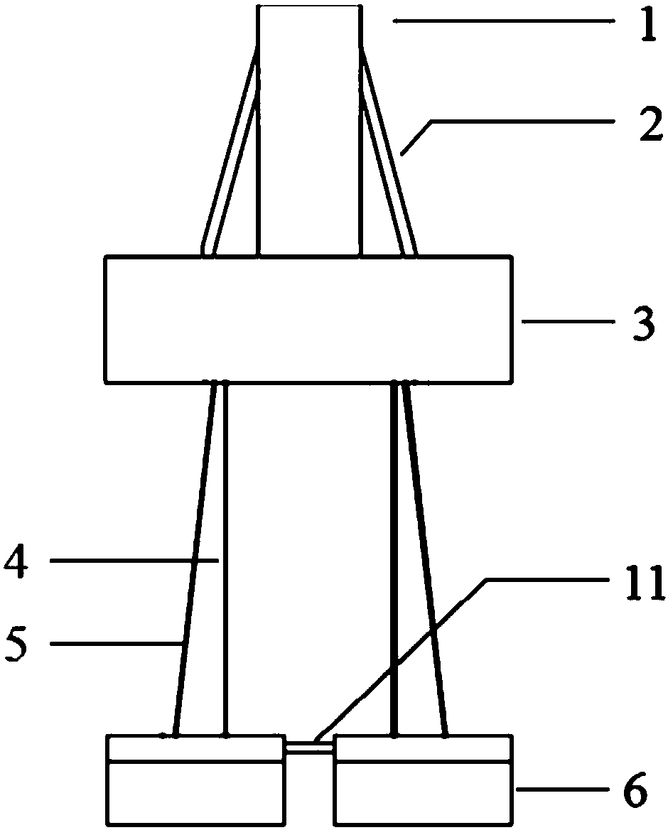 Novel offshore wind power submersible floating foundation and construction method thereof