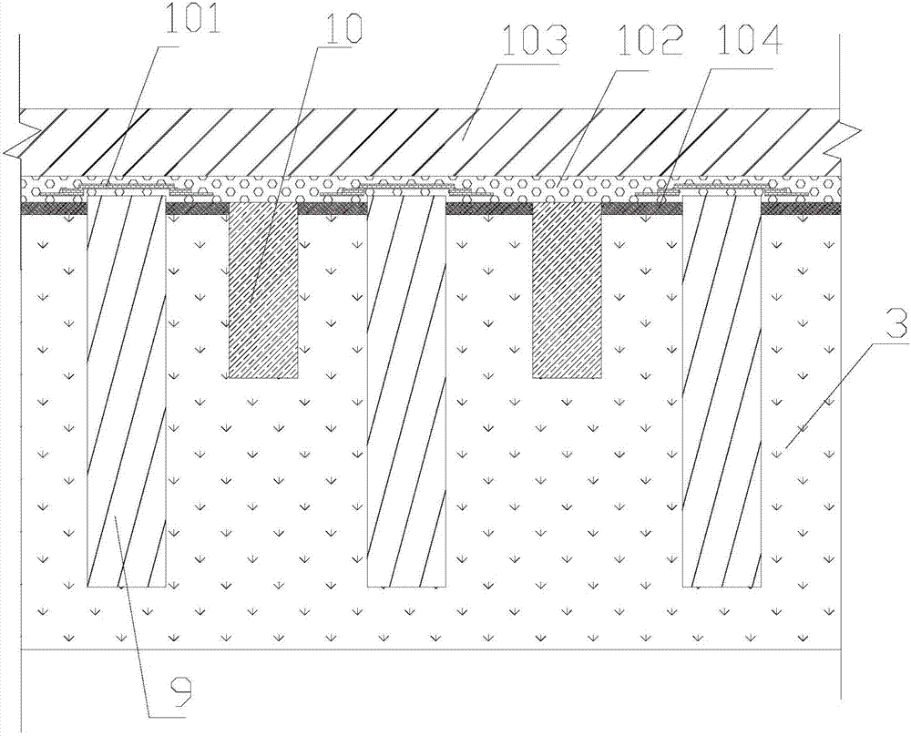 Construction device of non-reinforced spread foundation and construction method of rigid and flexible dual composite foundation