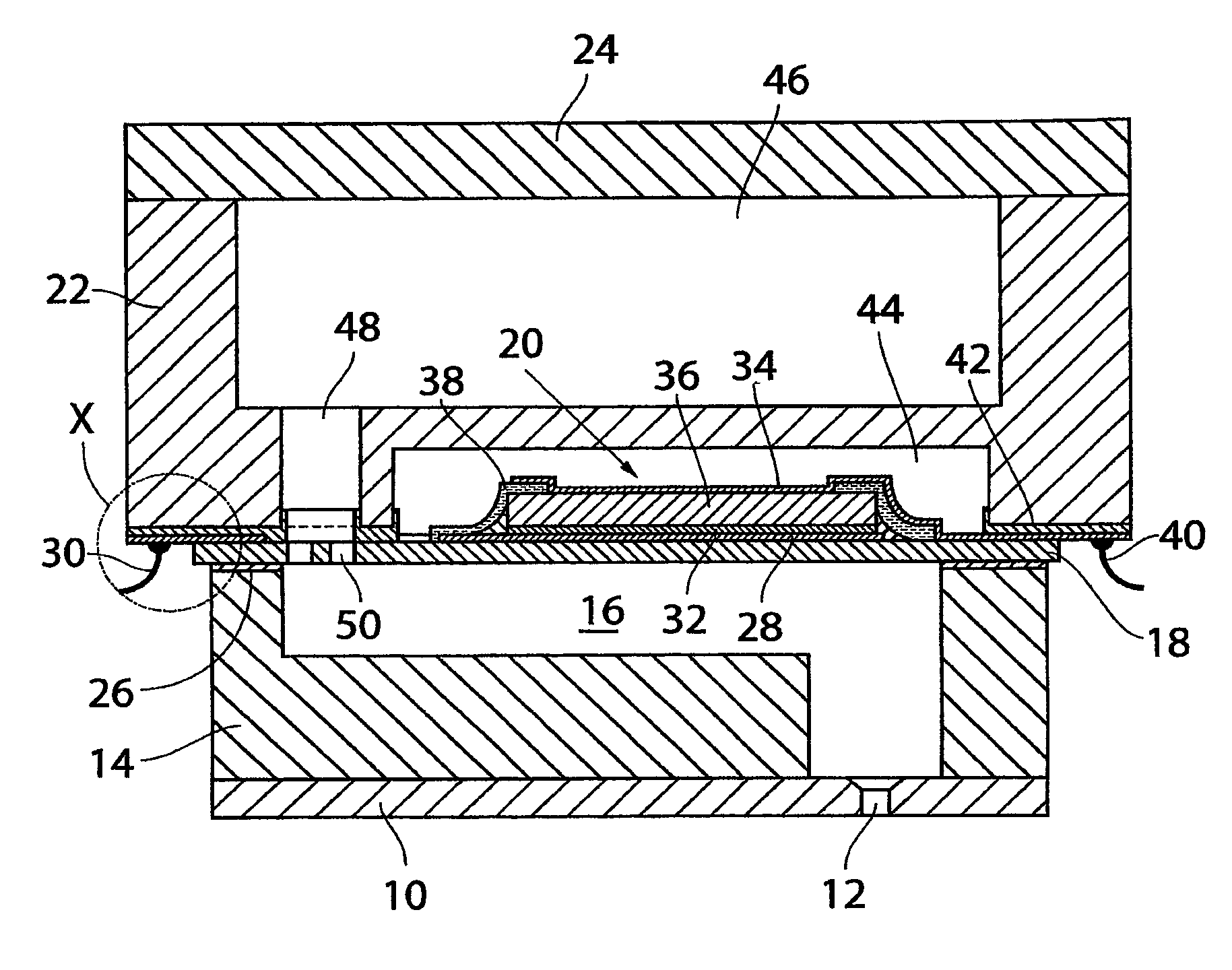 Ink jet device having piezoelectric actuator with insulating structure and method of producing the piezoelectric actuator