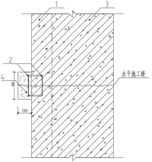 Construction method of horizontal construction joint stagnant water steel plate not penetrating stirrups at buttress column