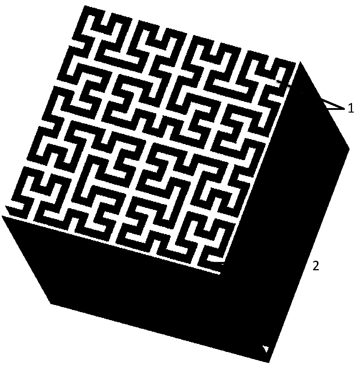 Fractal-structure acoustic metamaterial device used for noise reduction of transformer