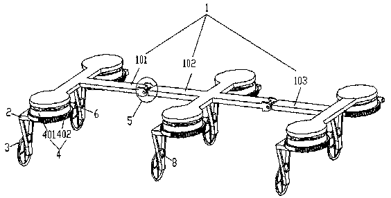 Walking device of slewing bearing