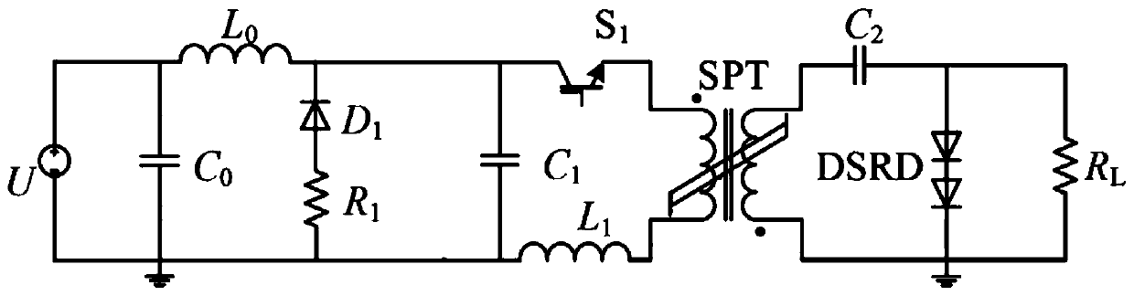 Repetition frequency nanosecond pulse generation circuit based on drift step recovery diode