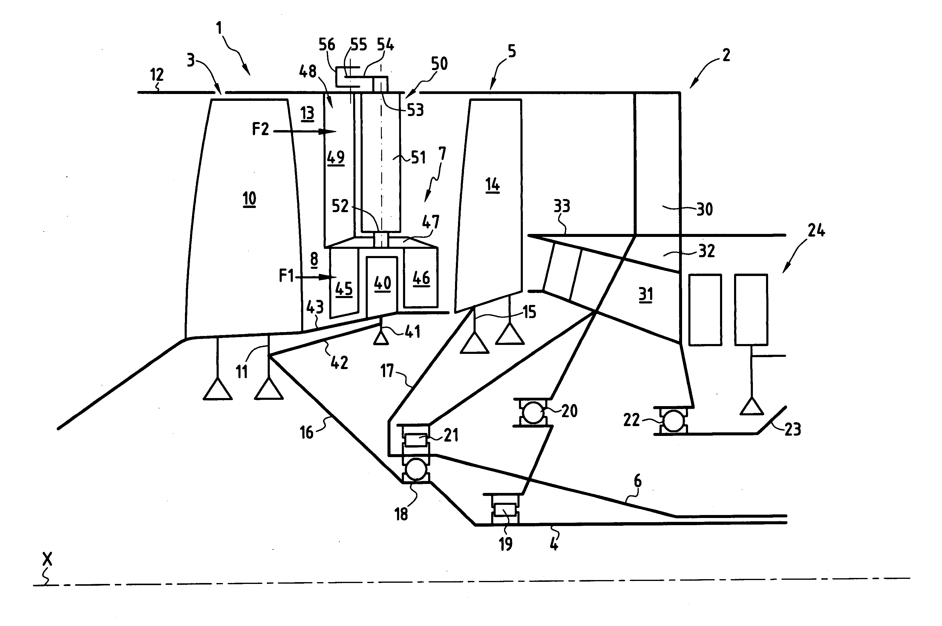 Three-spool by-pass turbojet with a high by-pass ratio