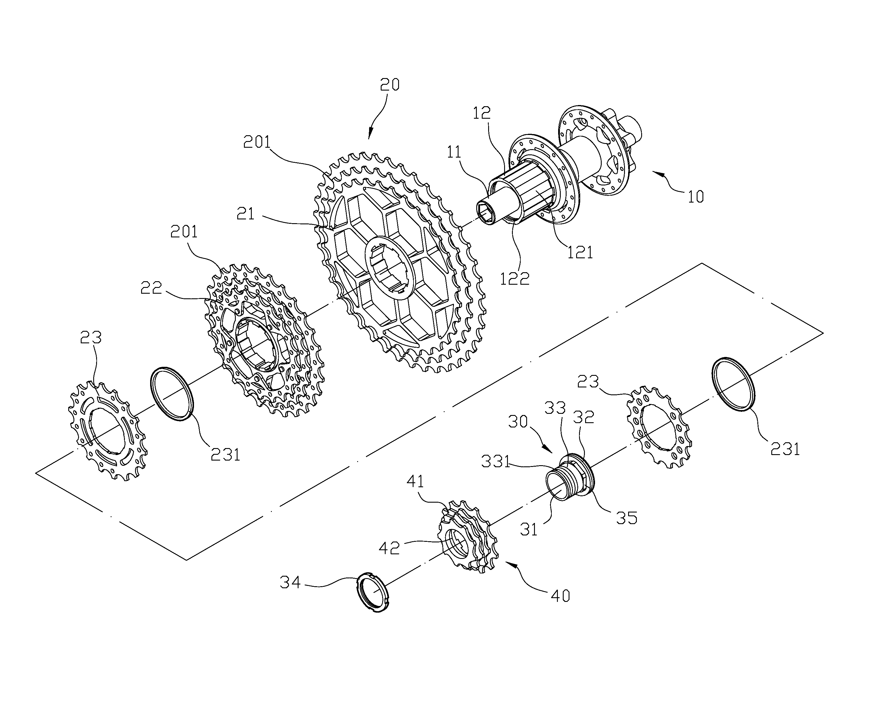 Bicycle hub and flywheel structure