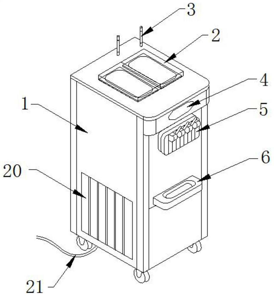Filterable nozzle structure of a household ice cream machine