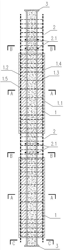 Prefabricated frame bracket-free long column and construction method thereof