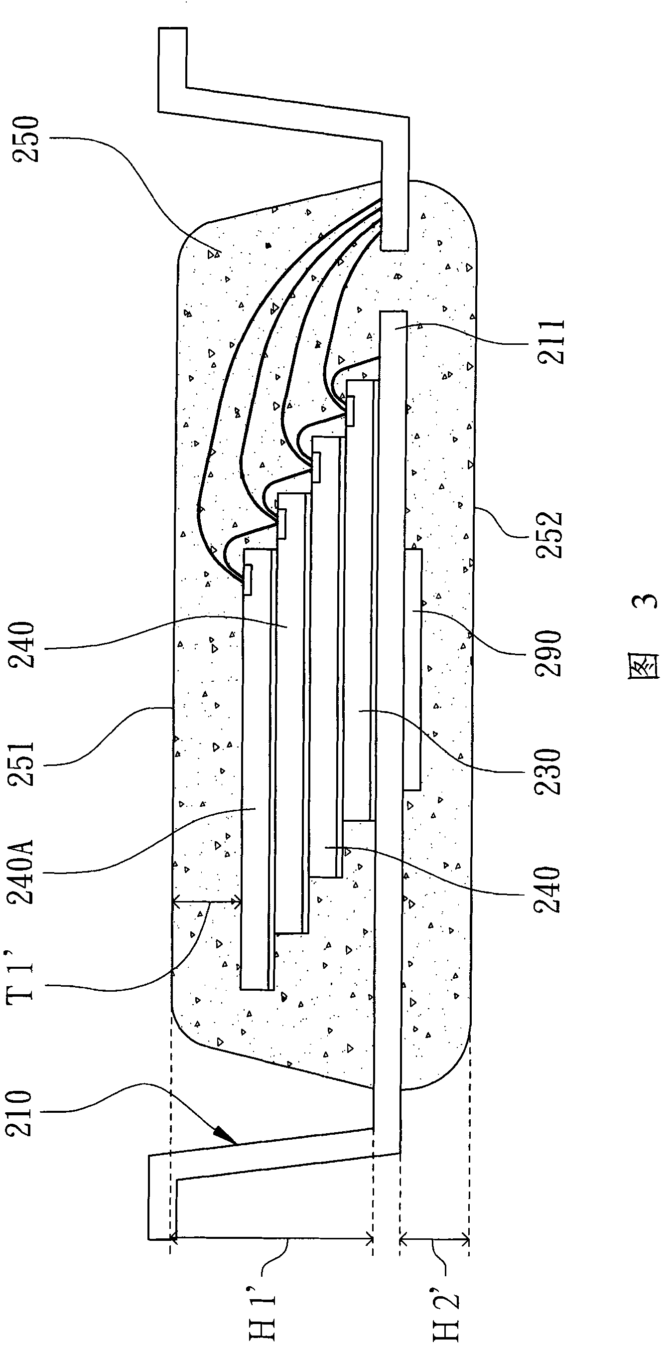 Multichip package structure capable of arranging chips on pins