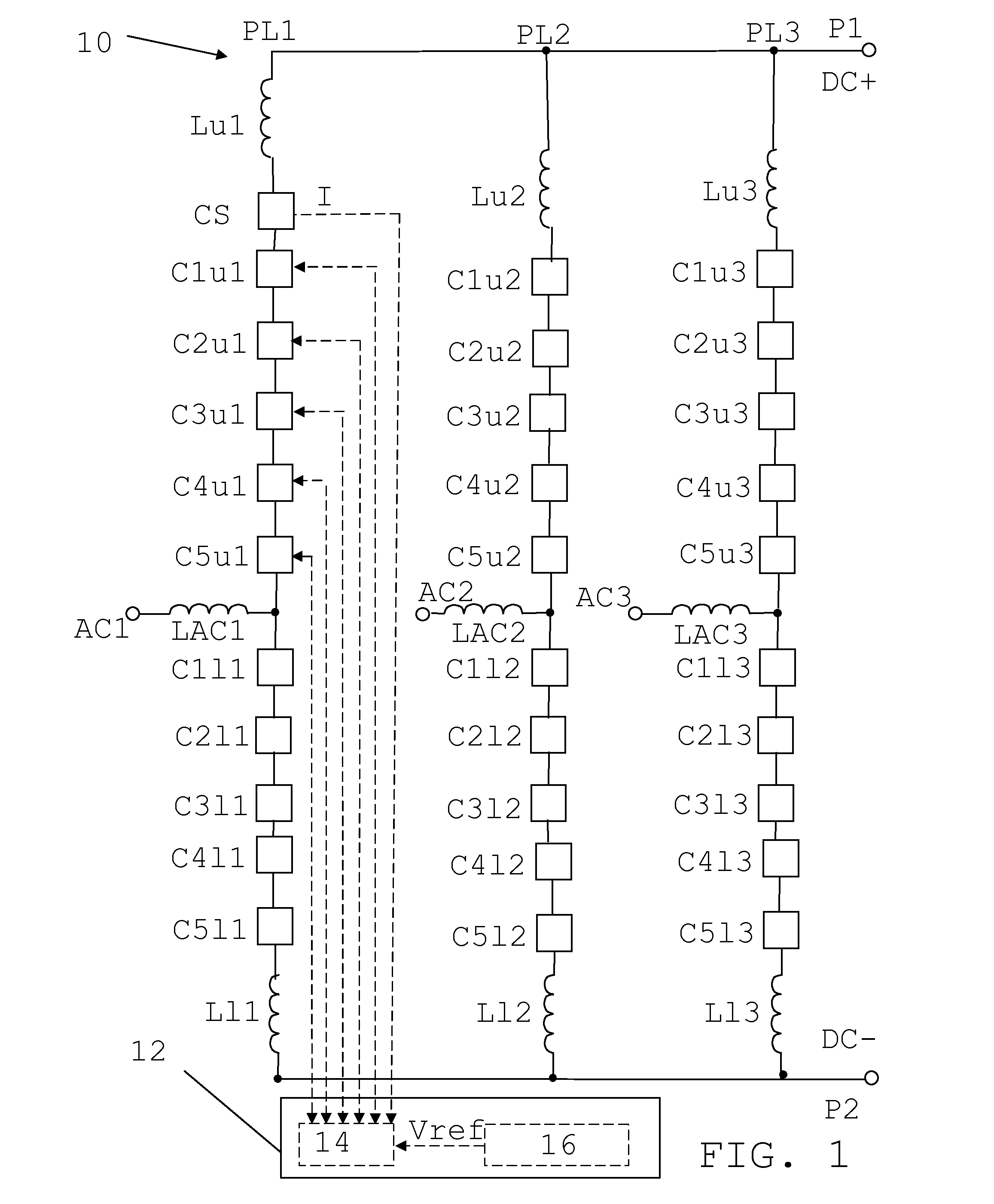 Multilevel converter with cells being selected based on phase arm current