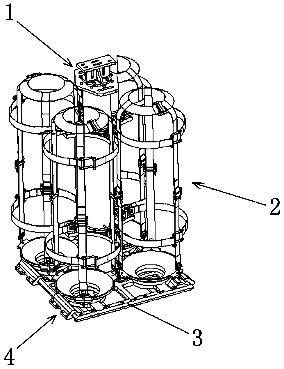 High-pressure gas cylinder carrying device for spacecraft