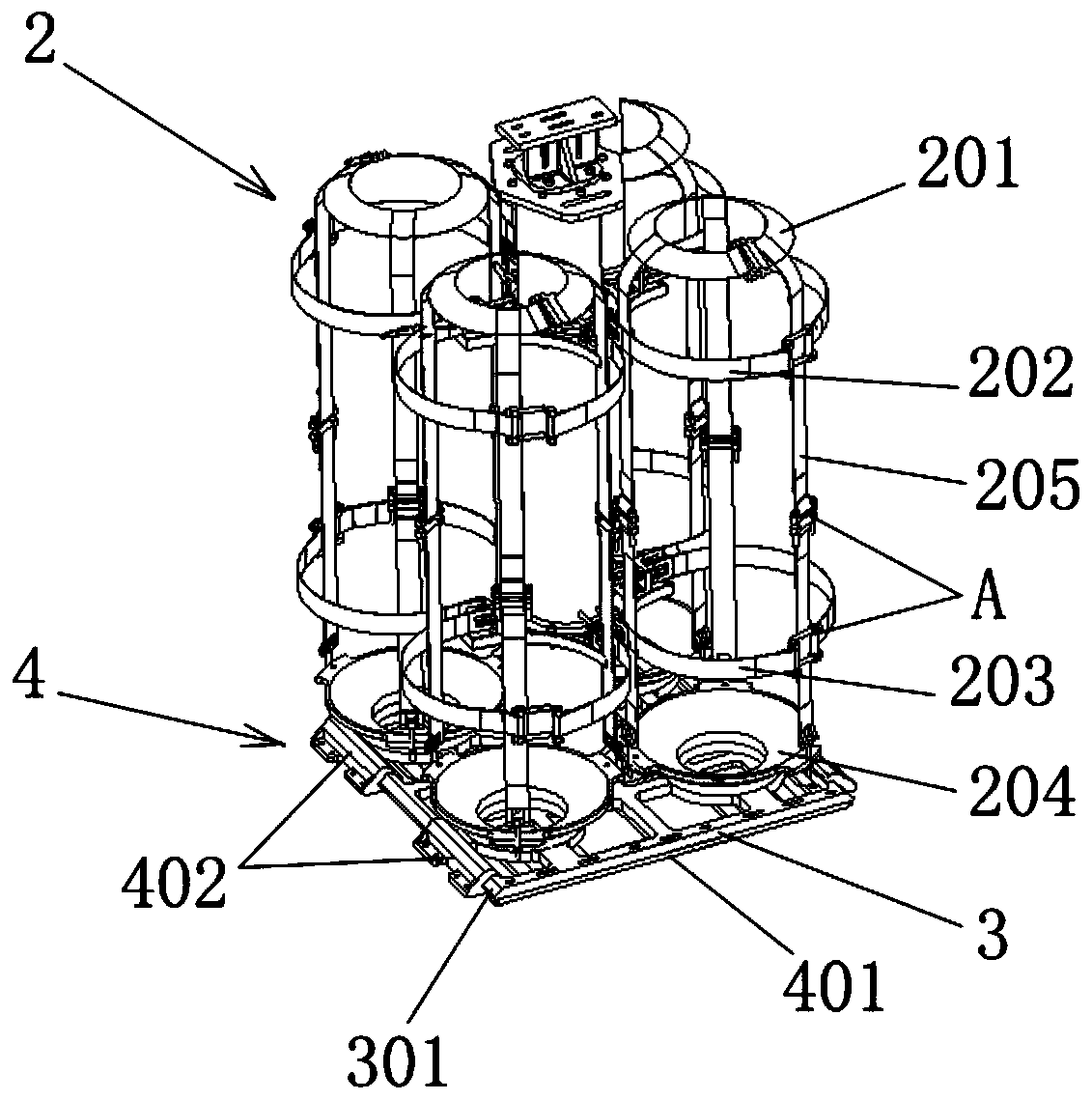 High-pressure gas cylinder carrying device for spacecraft