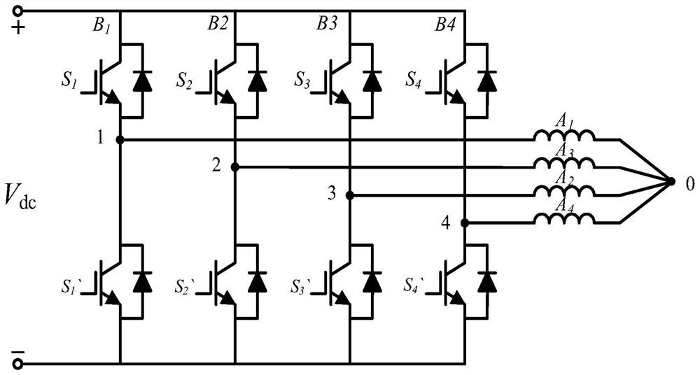 Magnetic suspension two-degree-of-freedom radial bearing four-phase full-bridge topology circuit