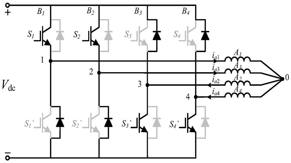Magnetic suspension two-degree-of-freedom radial bearing four-phase full-bridge topology circuit