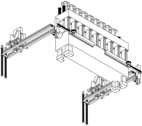 A straightening device for light pole production line