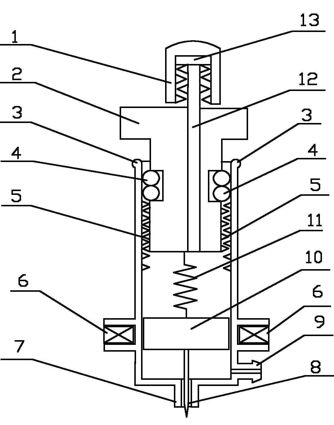 Electrospinning direct-writing nozzle capable of controlling starting and stopping