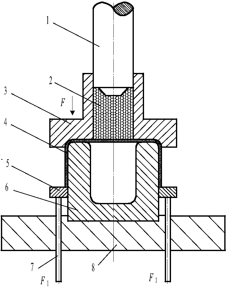 Reverse drawing method for soft die with peripheral auxiliary thrust