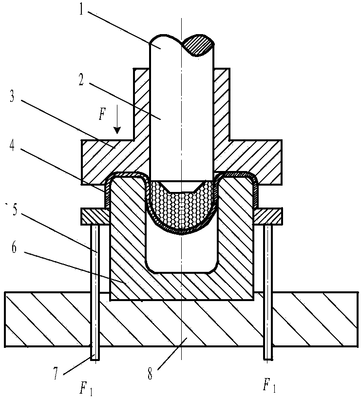 Reverse drawing method for soft die with peripheral auxiliary thrust