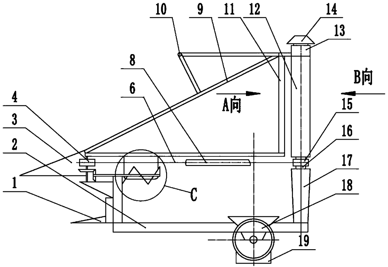 A vertical corn harvester header