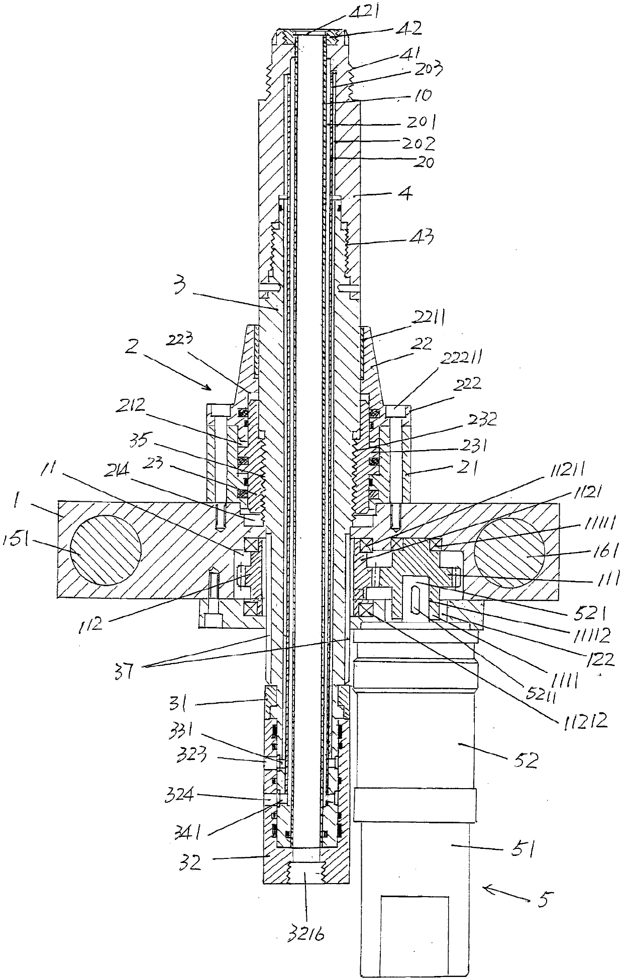 Plastic hollow container down blowing device for blow molding machine