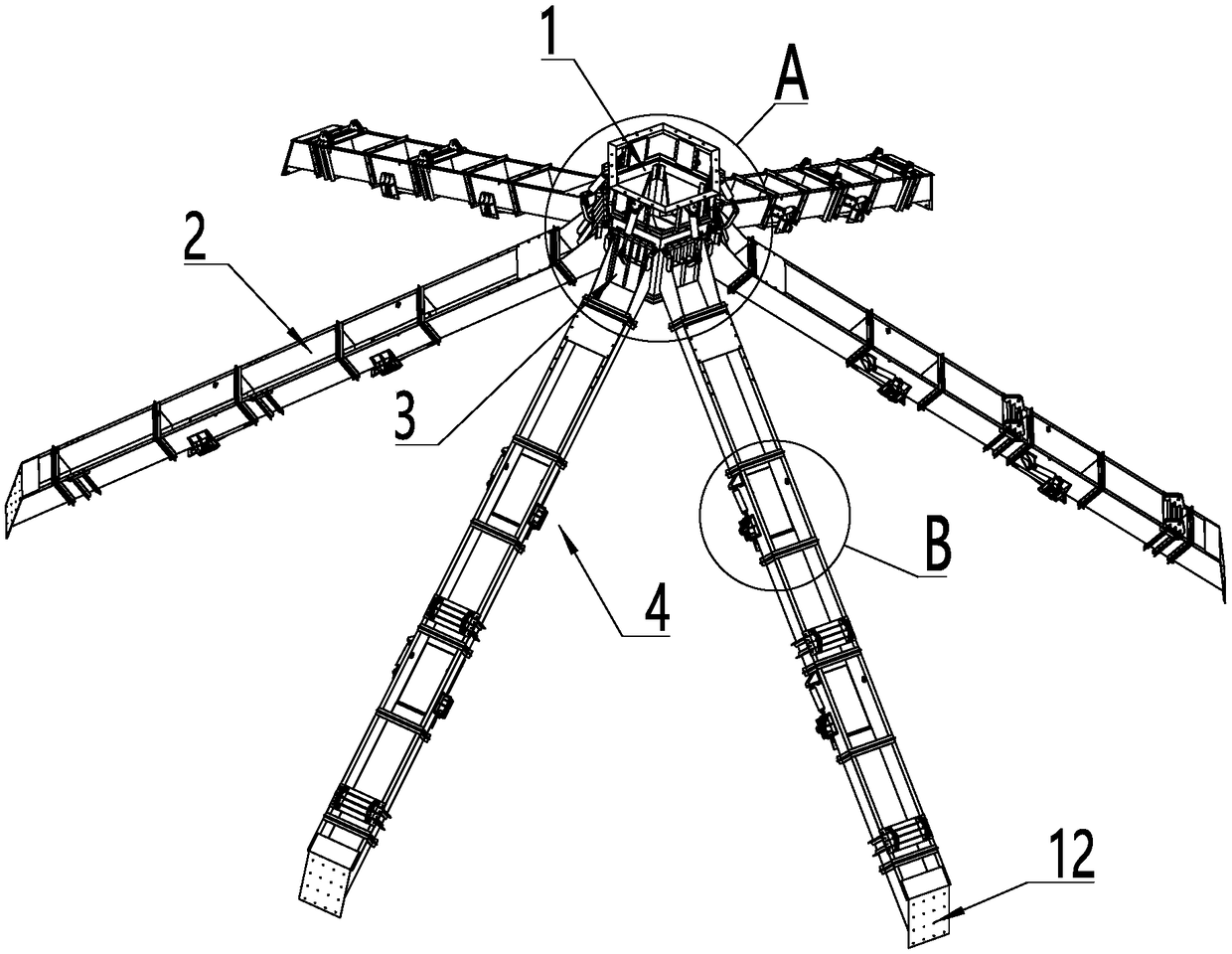 Grain feeding and distributing conveying device and control system thereof