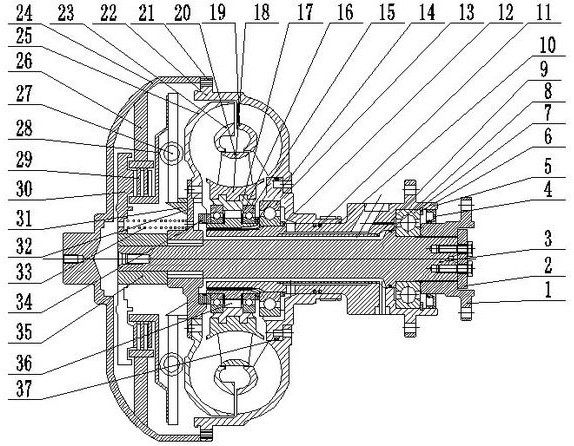 A hydraulic torque converter device with comprehensive damping effect