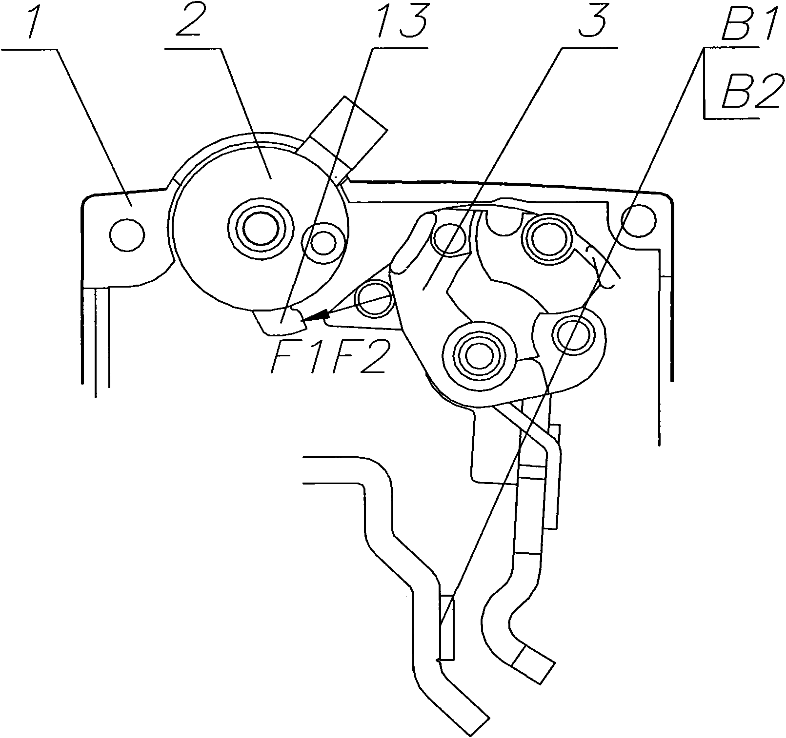 Co-directional serial double-break small circuit breaker