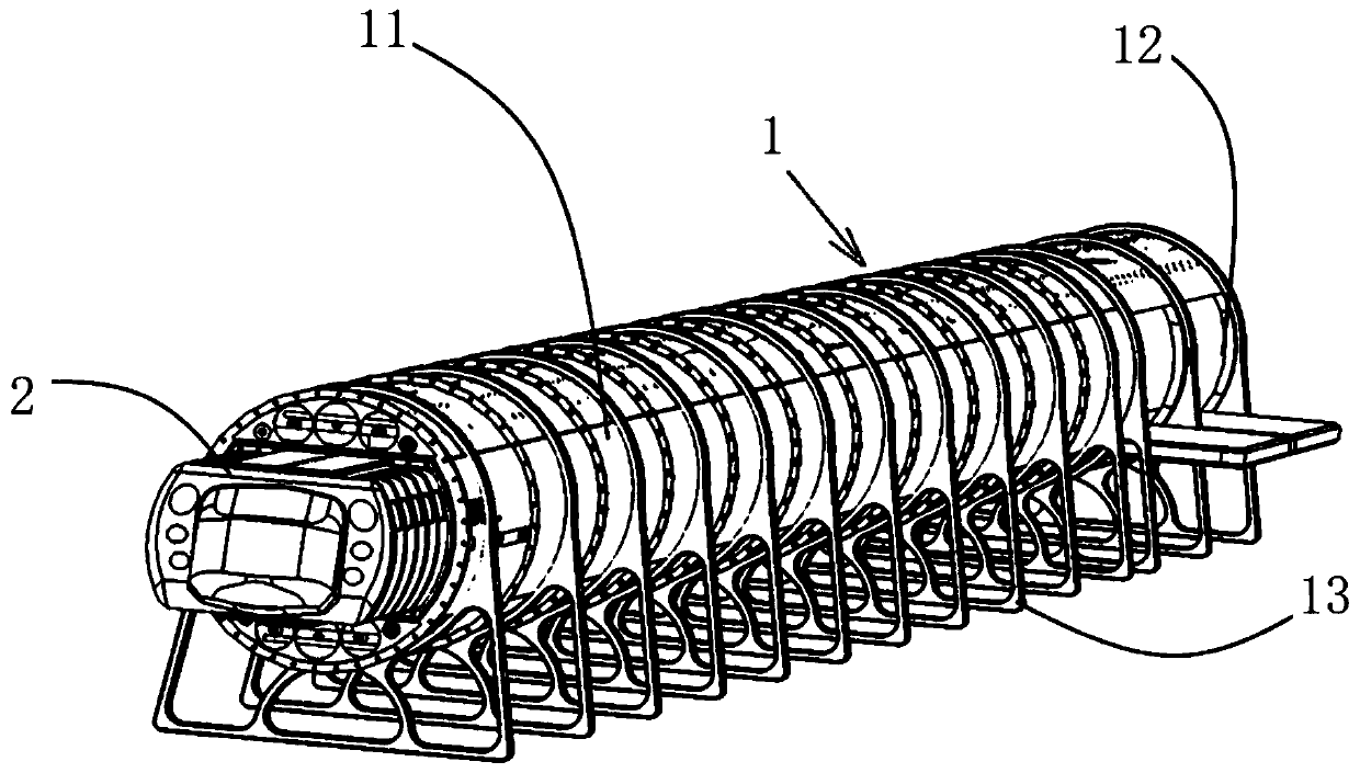 A pipeline-type air-suspended high-speed train device utilizing air pressure power