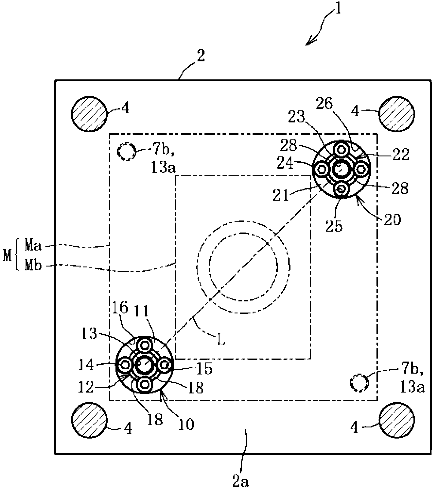 Metal mold positioning and fixing device