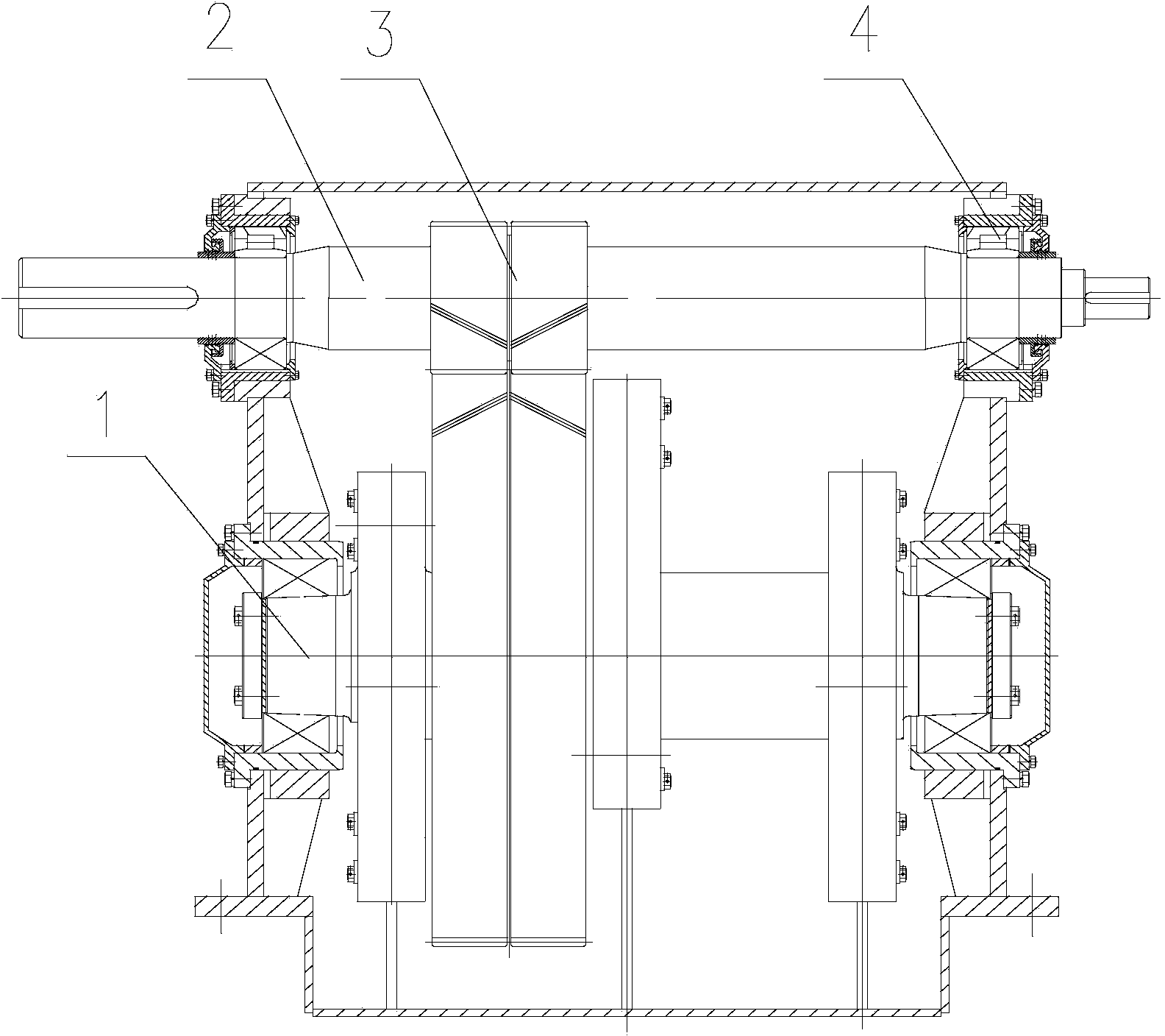 Novel power end of three-cylinder tailing filling pulp pump