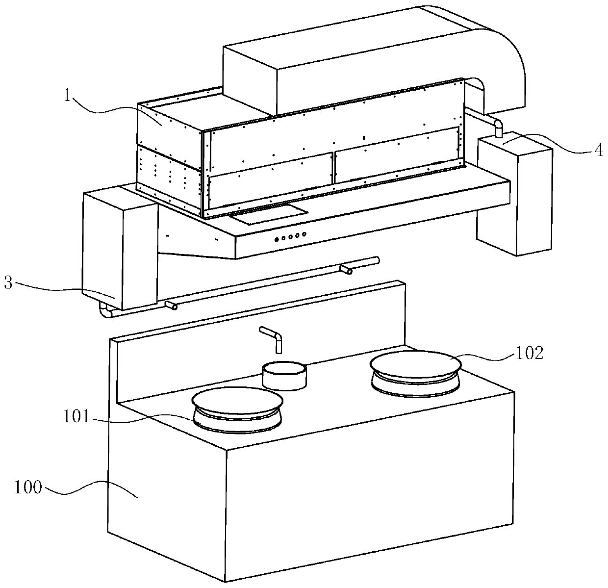 Commercial oil fume purification device and control method of commercial oil fume purification device for fire extinguishment