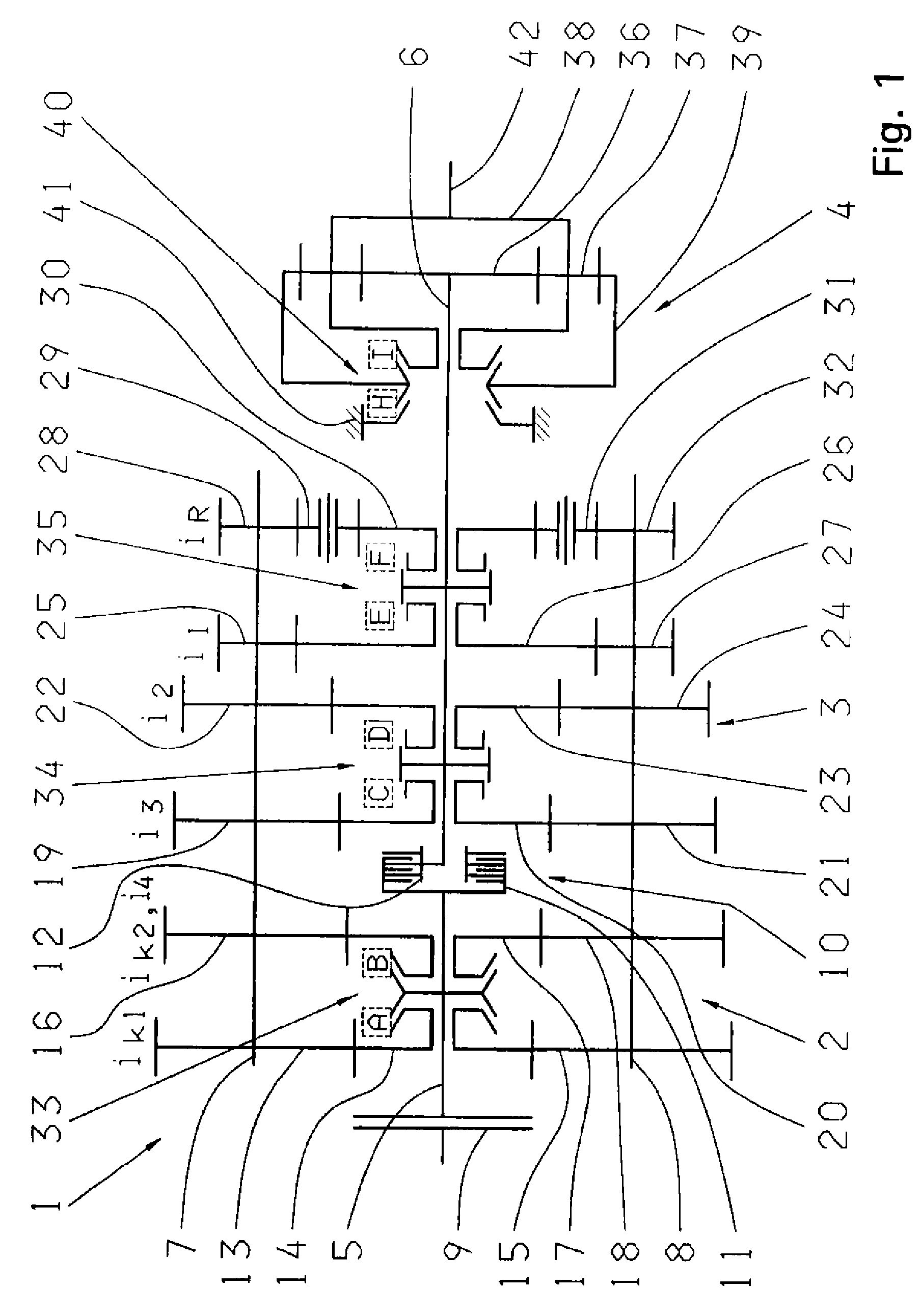 Multi-group transmission and method for changing gear in a multi-group transmission