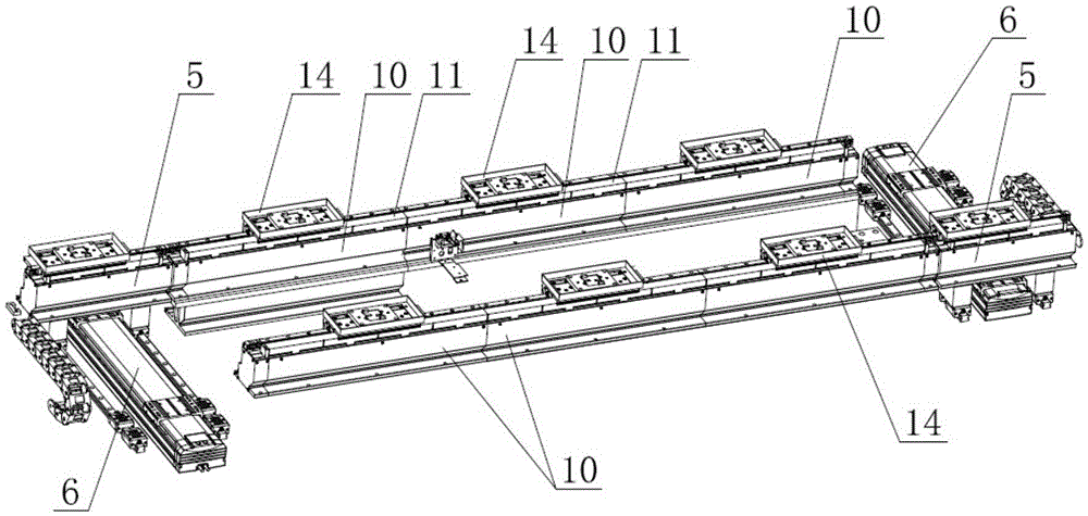 Linear sliding block type cyclic conveying production line