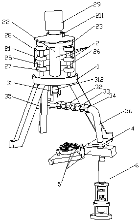 An automatic feeding and forming device for metal powder metallurgy