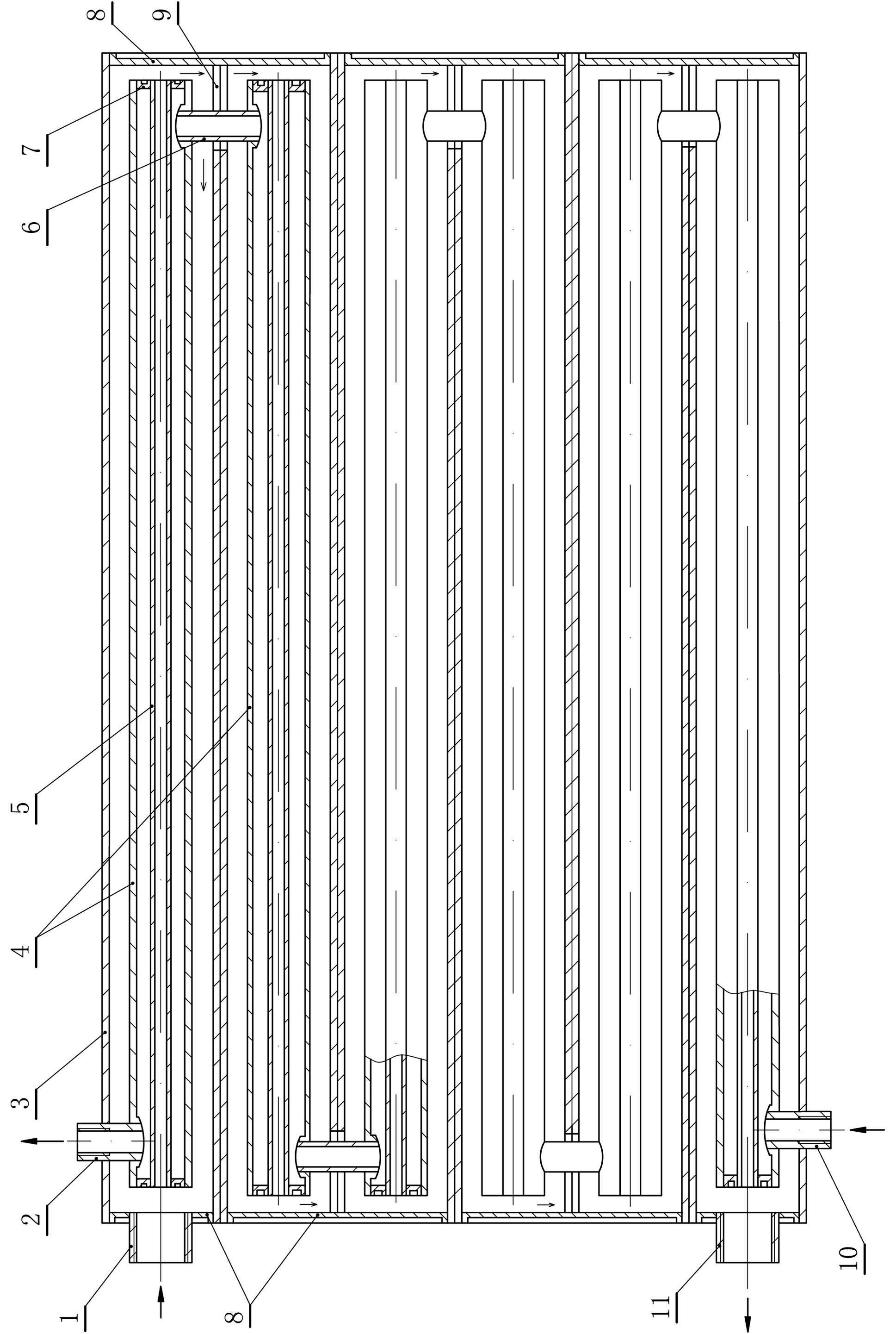 Dual-channel heat transmission heat exchanger with rectangular heating pipe and manufacturing process thereof